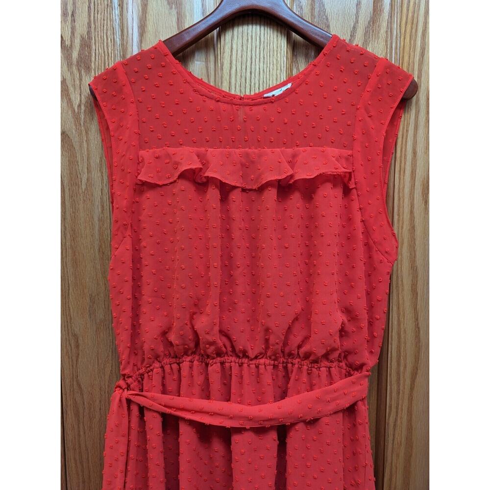 Maison Jules Women's Swiss Dot A Line Red Dress Sleeveless Size XL Sheer Whimsy - Picture 5 of 14